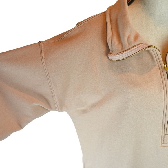 J. Crew University French Terry Half Zip Pullover Sweatshirt, Pale Pink Small - Picture 6 of 9